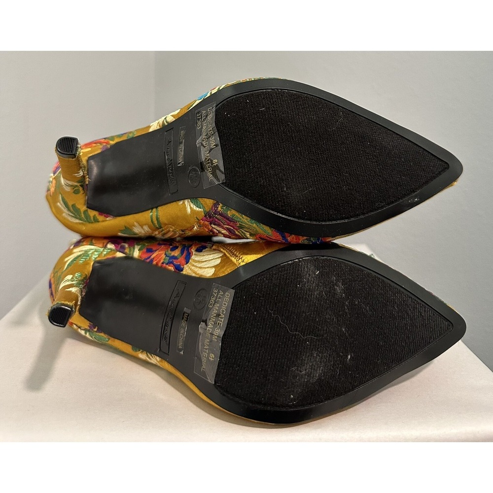 Anne Michelle Women's Embroidered Yellow Gold Floral Satin Boots Size 6.5 NEW - Picture 7 of 8